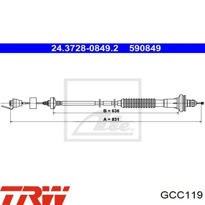 2150EE Peugeot/Citroen Cable de accionamiento del embrague