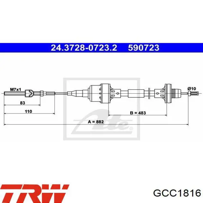 GCC1816 TRW cable de embrague