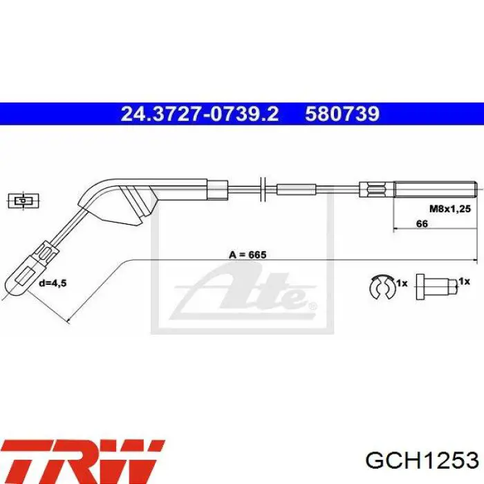 GCH1253 TRW cable de freno de mano trasero izquierdo