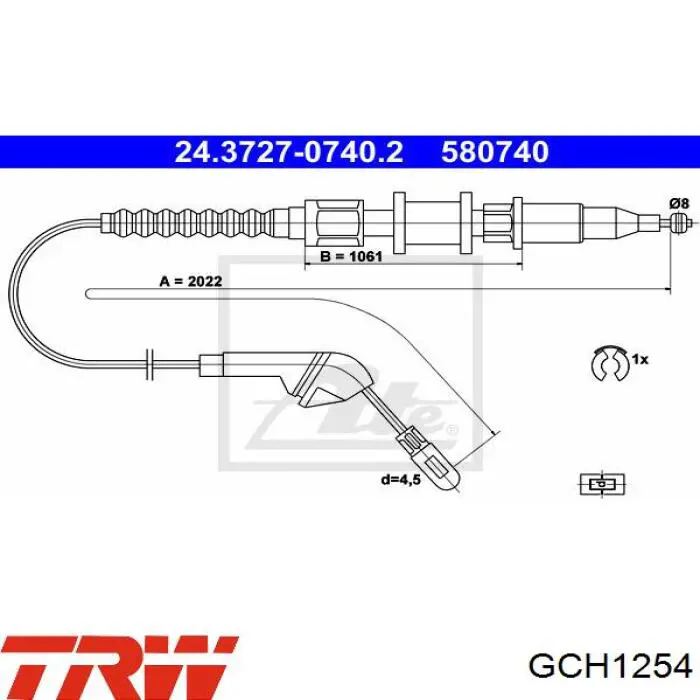 Cable de freno de mano trasero derecho 330267 Adriauto
