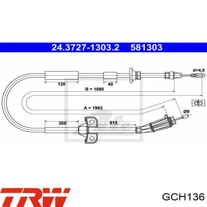 GCH136 TRW cable de freno de mano trasero derecho/izquierdo