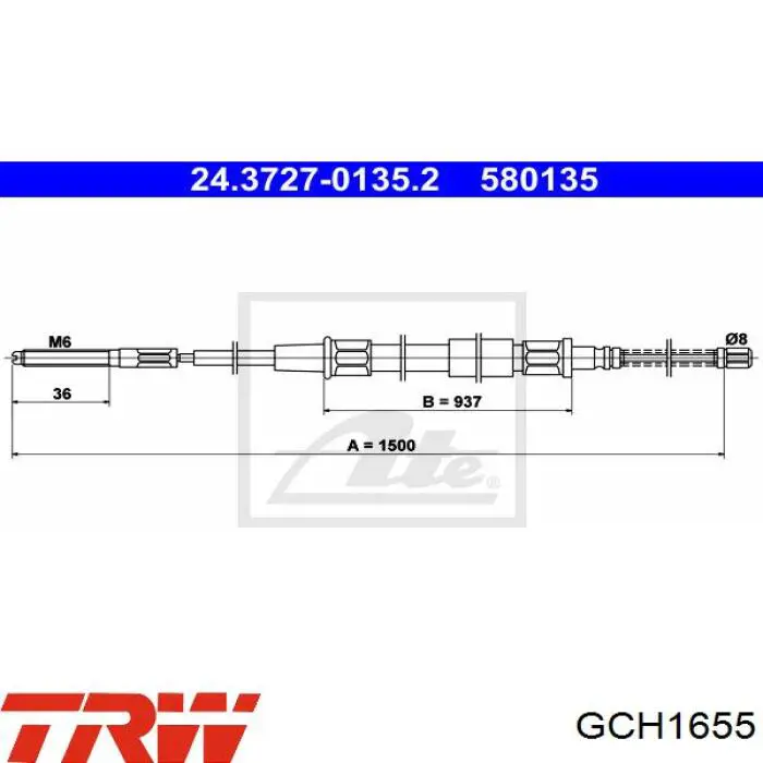 GCH1655 TRW cable de freno de mano trasero derecho/izquierdo