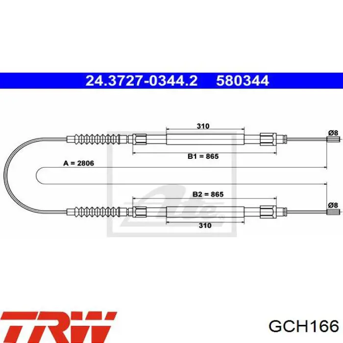 19058 Cautex cable de freno de mano trasero derecho/izquierdo