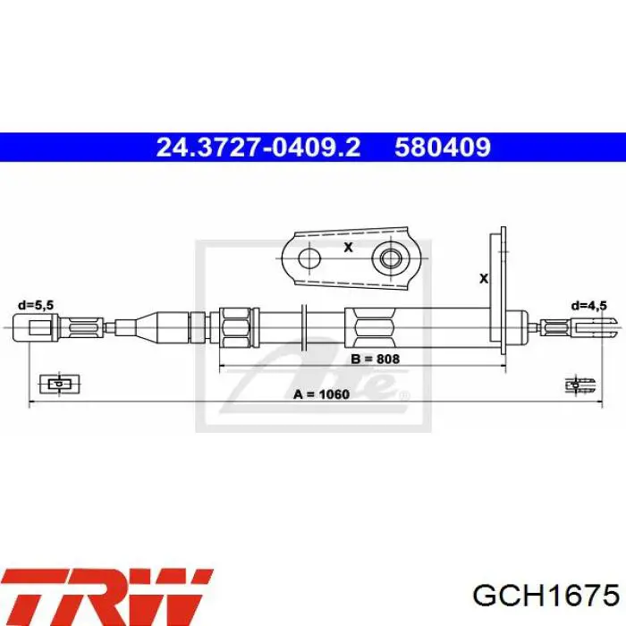 GCH1675 TRW cable de freno de mano trasero derecho/izquierdo