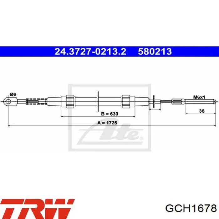 GCH1678 TRW cable de freno de mano trasero derecho/izquierdo