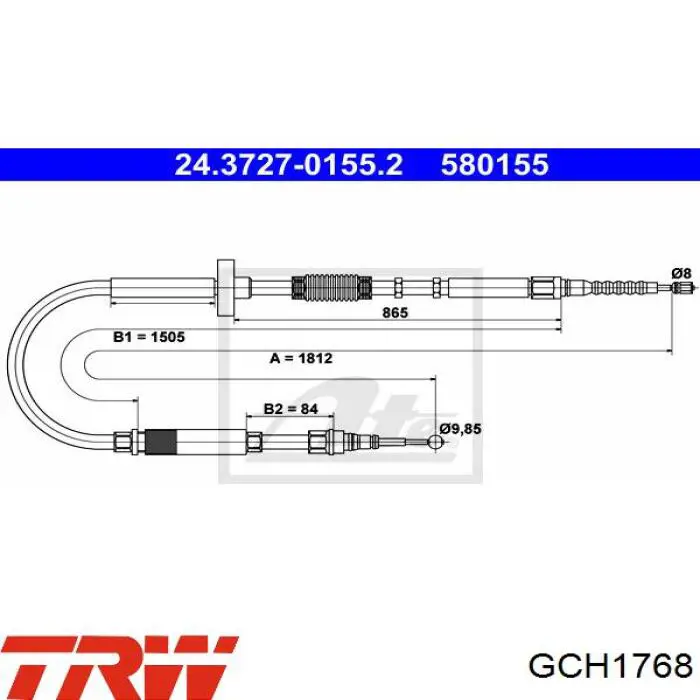 Cable de freno de mano trasero derecho/izquierdo VAG 8D0609721H