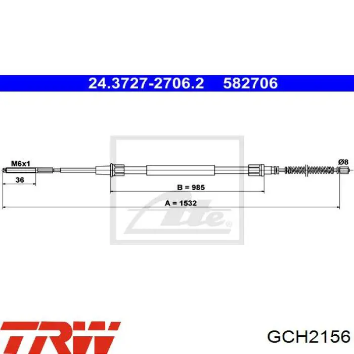 24.3727-2706.2 ATE cable de freno de mano trasero derecho/izquierdo