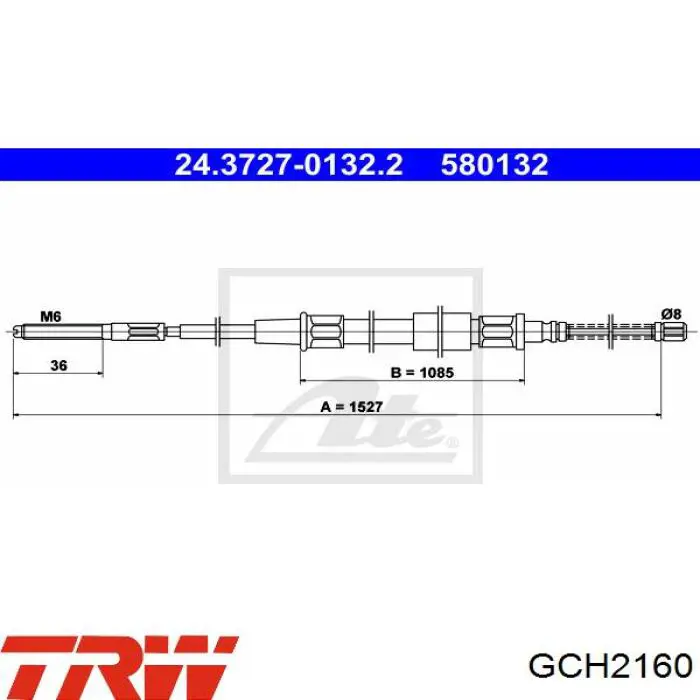 GCH2160 TRW cable de freno de mano trasero derecho/izquierdo