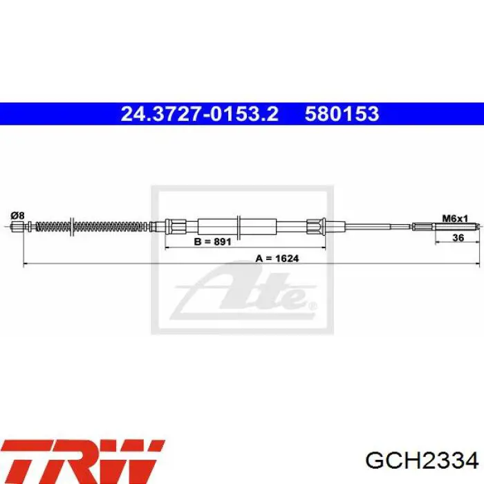 C0955B LPR cable de freno de mano trasero derecho/izquierdo