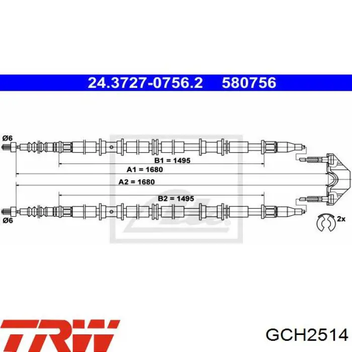 GCH2514 TRW cable de freno de mano trasero derecho/izquierdo