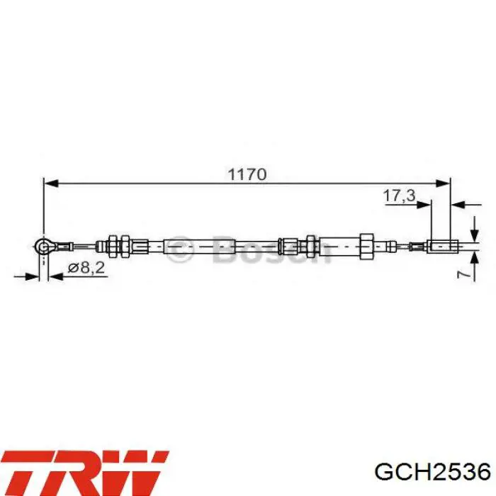 GCH2536 TRW cable de freno de mano delantero