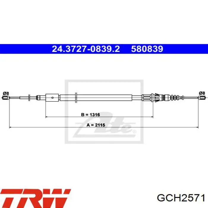 Cable de freno de mano trasero derecho/izquierdo 2001060 Beca Cables