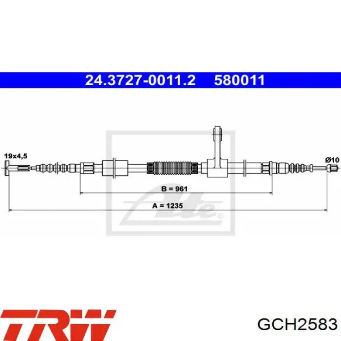 Cable de freno de mano trasero izquierdo 1102003 Beca Cables
