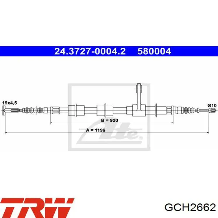 Cable de freno de mano trasero derecho 1103002 Beca Cables