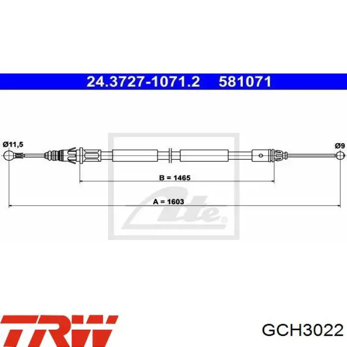 Cable de freno de mano trasero derecho 909937 SPJ