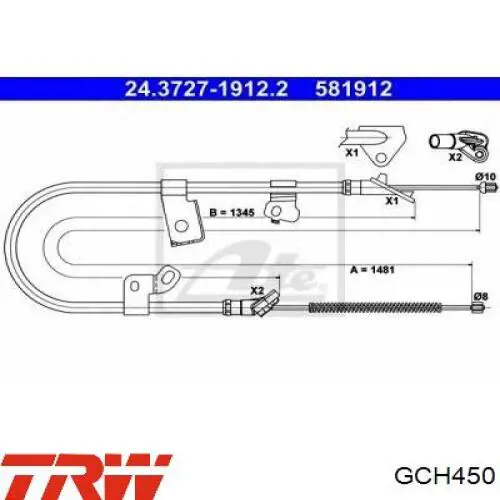 GCH450 TRW cable de freno de mano trasero derecho