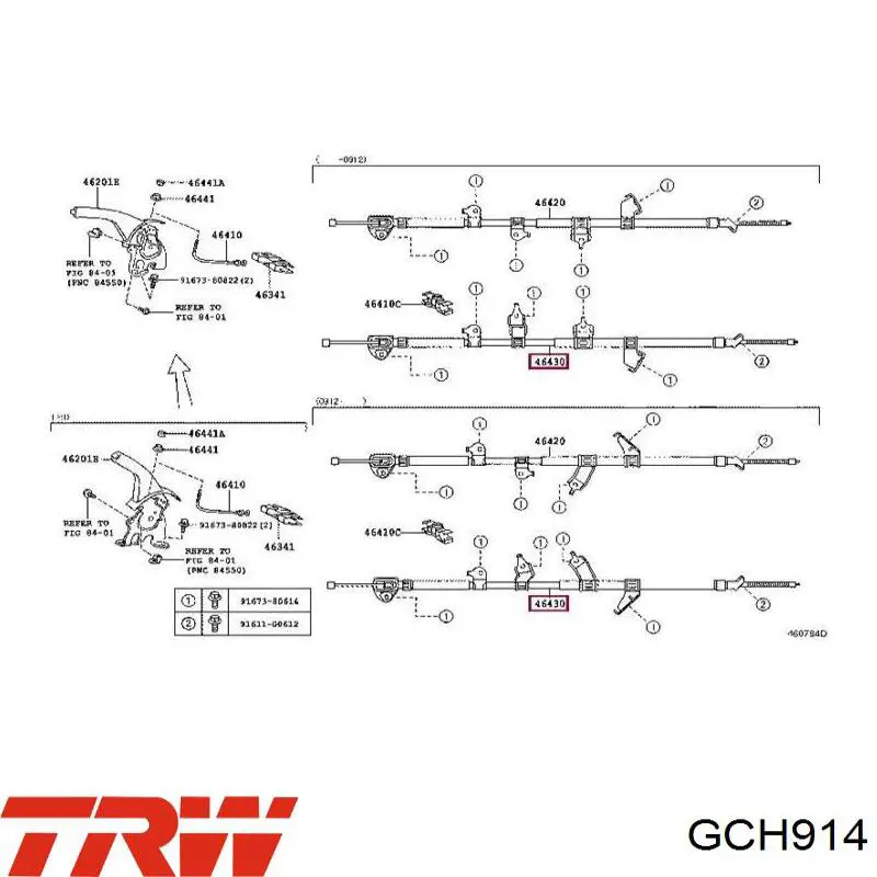 GCH914 TRW cable de freno de mano trasero izquierdo