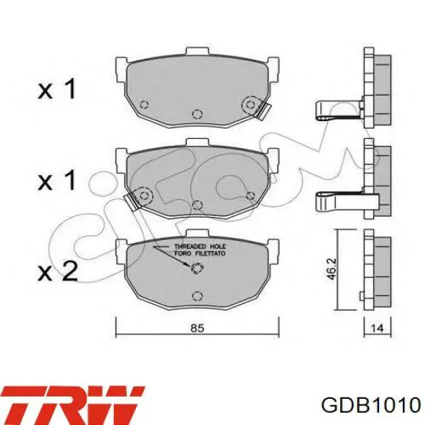 Comprar GDB1010 TRW Pastillas de freno traseras