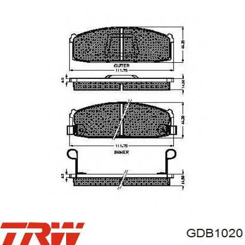 GDB1020 TRW Pastillas delanteras