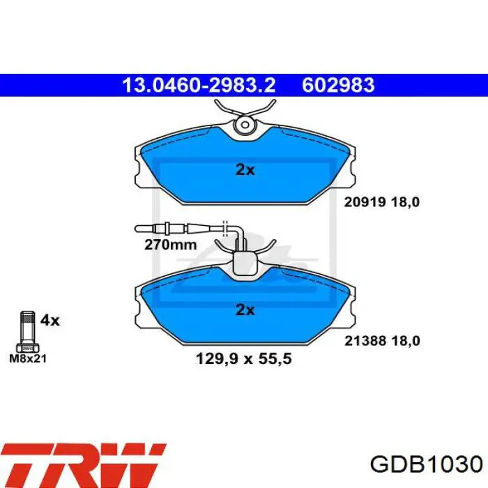Pastillas de freno delanteras TRW GDB1030