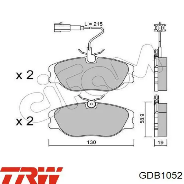 Comprar GDB1052 TRW Pastillas delanteras de freno