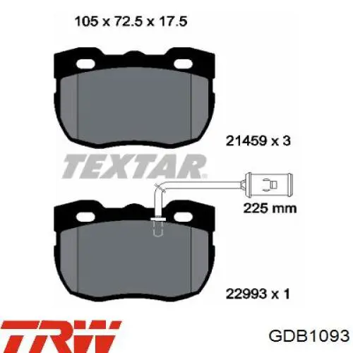 Pastillas de freno GDB1093 TRW