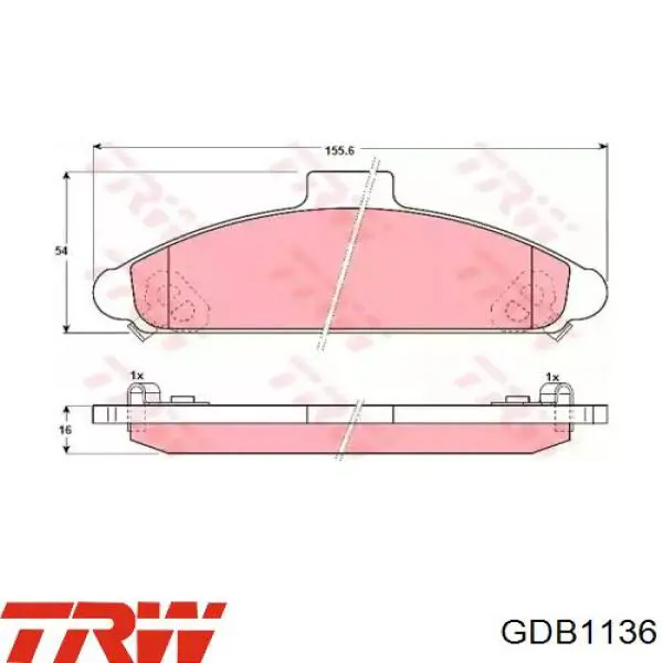 Comprar GDB1136 TRW Pastillas delanteras de freno