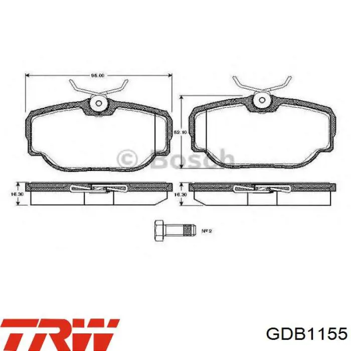 Pastillas de freno traseras GDB1155 TRW