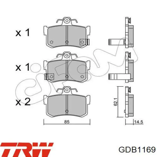Pastillas de freno traseras GDB1169 TRW