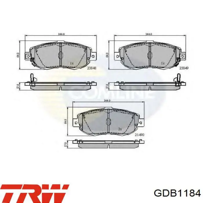 GDB1184 TRW pastillas de freno delanteras