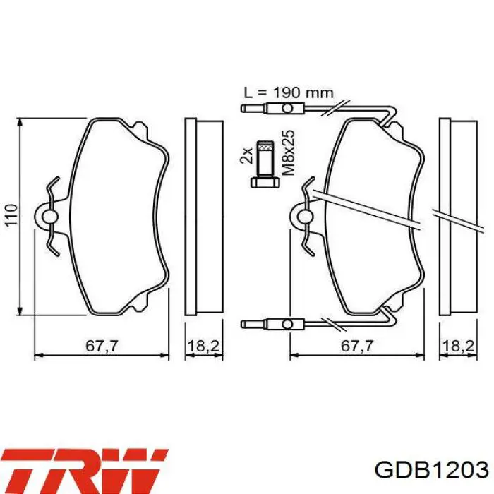 GDB1203 TRW Pastillas delanteras