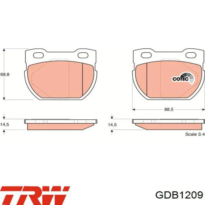 Pastillas de freno traseras GDB1209 TRW