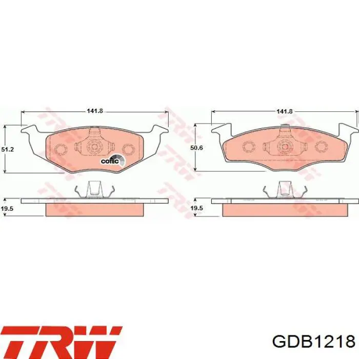 Pastillas de freno delanteras TRW GDB1218
