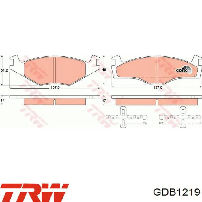 Comprar GDB1219 TRW Pastillas delanteras de freno