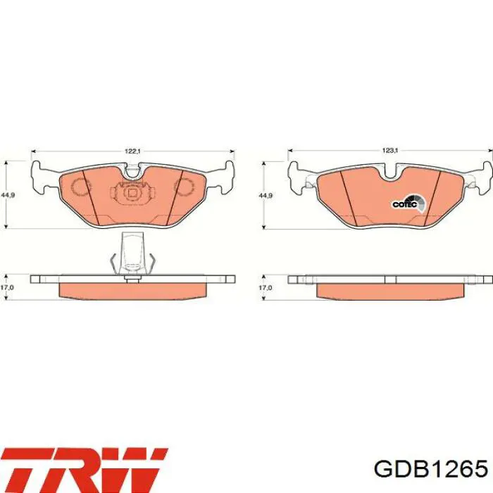 GDB1265 TRW Pastillas freno traseras