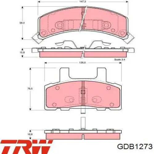 Comprar GDB1273 TRW Pastillas delanteras de freno