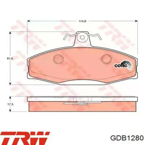 Pastillas de freno GDB1280 TRW