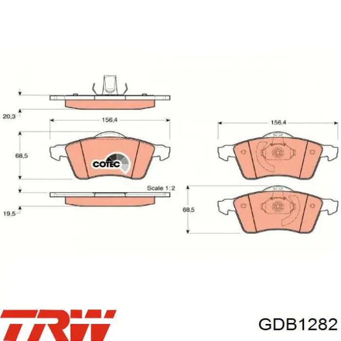 Pastillas de freno GDB1282 TRW
