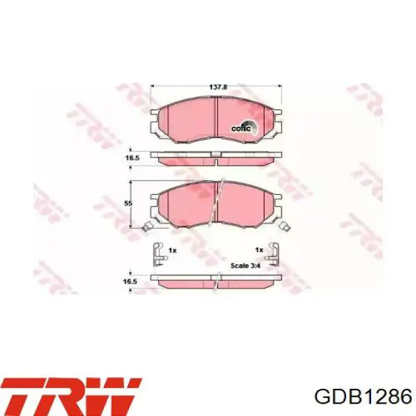 GDB1286 TRW Pastillas delanteras