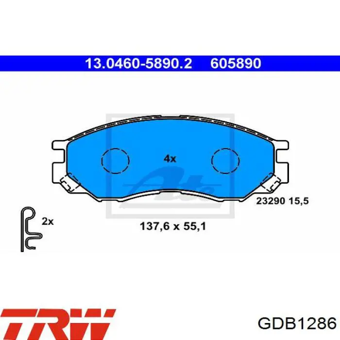 Pastillas de freno GDB1286 TRW