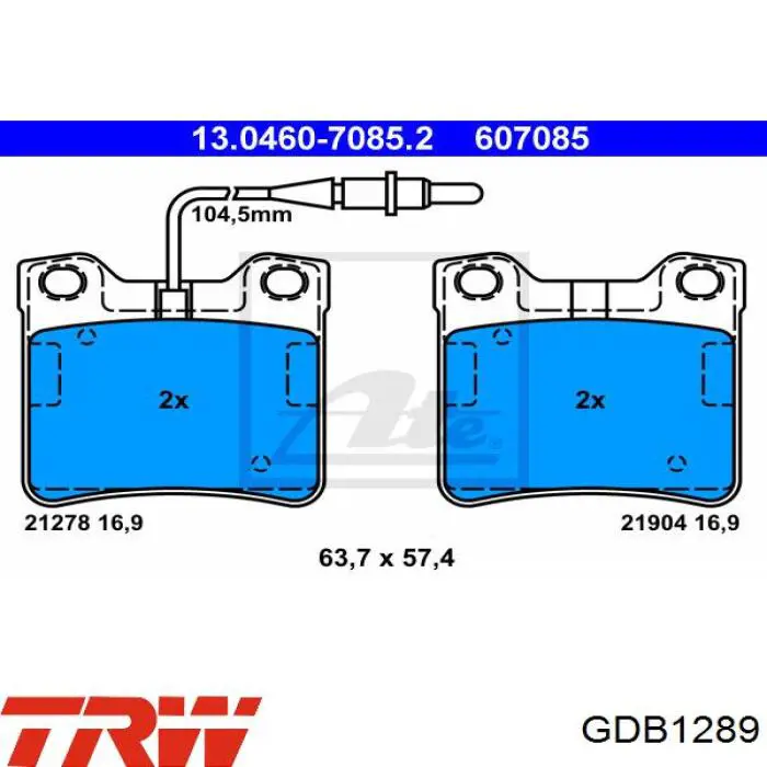 Pastillas de freno traseras GDB1289 TRW