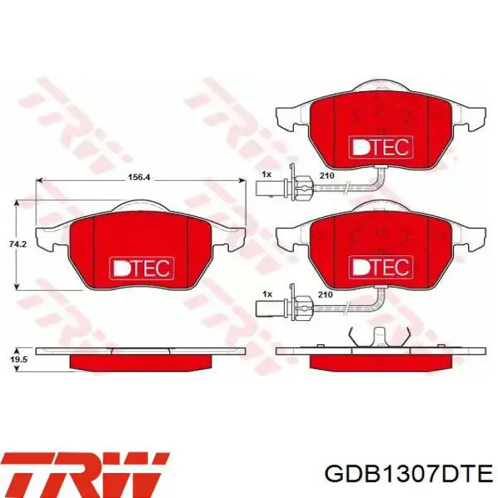 Comprar GDB1307DTE TRW Pastillas delanteras de freno