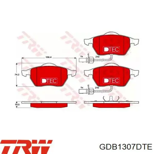 GDB1307DTE TRW pastillas de freno delanteras