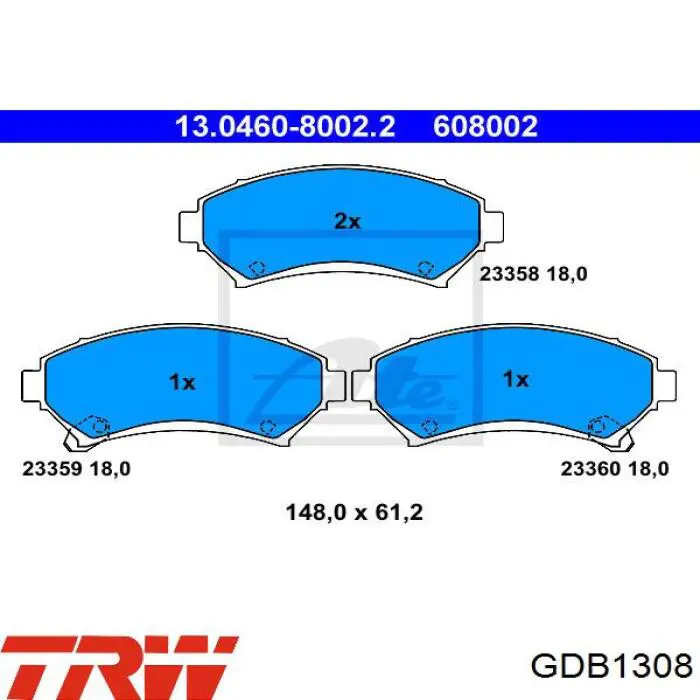 Comprar GDB1308 TRW Pastillas delanteras de freno