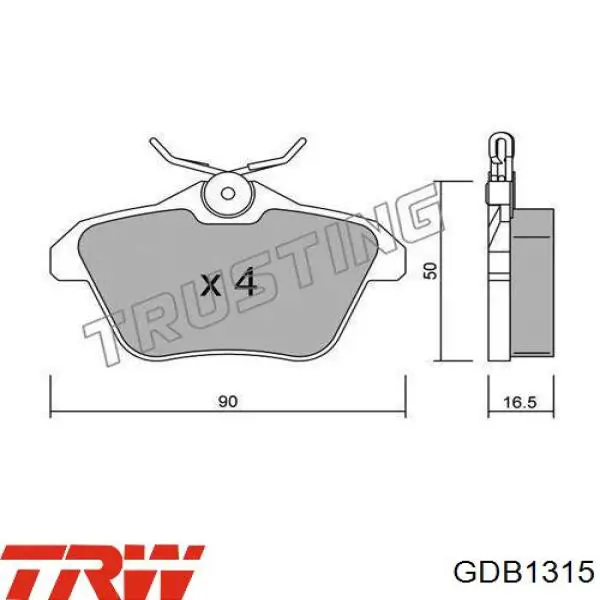 Pastillas de freno traseras GDB1315 TRW