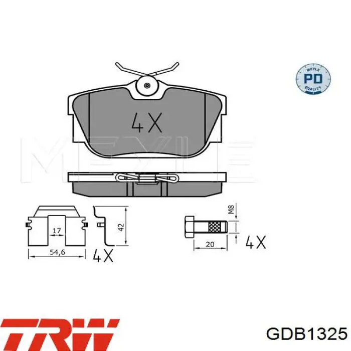 Pastillas traseras TRW GDB1325