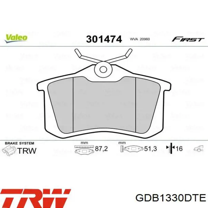 Pastillas traseras de freno TRW GDB1330DTE precio, desde 16,32 EUR
