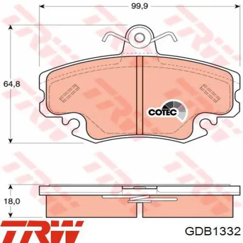 Comprar GDB1332 TRW Pastillas delanteras de freno