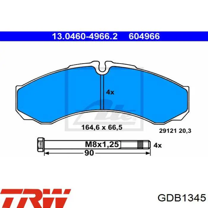 Pastillas de freno traseras GDB1345 TRW