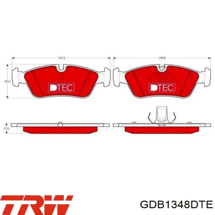 Comprar GDB1348DTE TRW Pastillas delanteras de freno
